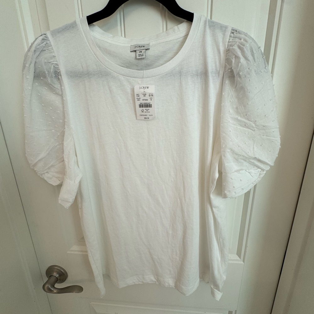 J. Crew White Puff Sleeve Tee NWT
